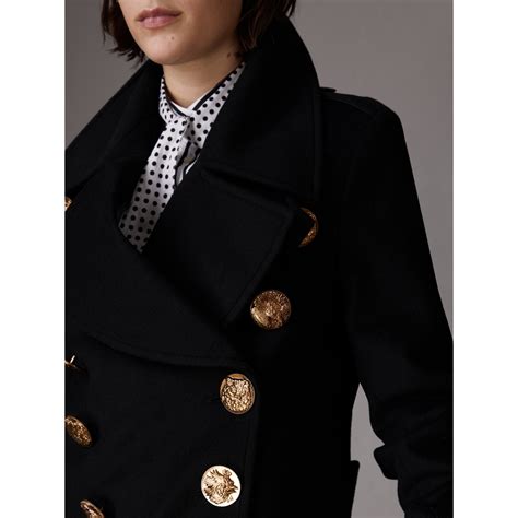 Burberry Bird Button Wool Blend Military Coat In Black 